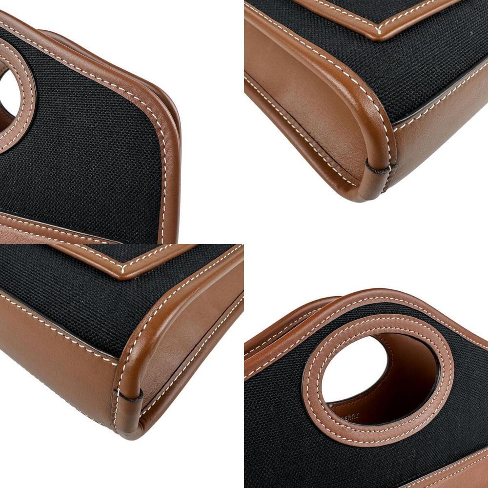 Burberry handbag shoulder bag canvas leather black brown - Picture 4 of 4